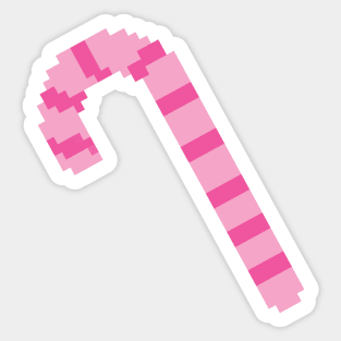 Pink Candy Cane 8 Bit Christmas Pixel Art Sticker